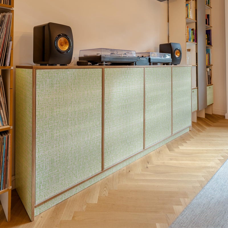 WADILE Grasscloth Peel and Stick Wallpaper 15.7in x 78.7in  Textured Contact Paper for Cabinets  Faux Linen Wall Paper Pull and Stick  Fabric Vinyl Wallpaper Self Adhesive Light Green - Image 2